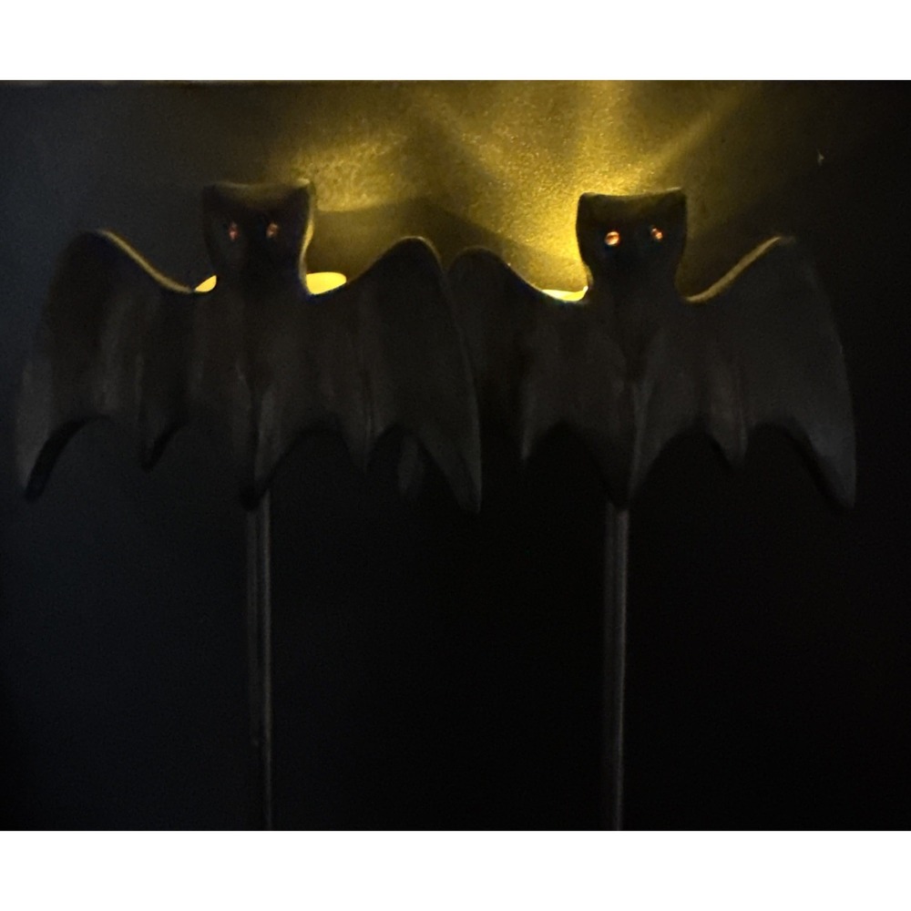Pottery Barn Halloween Candle Holder Vampire Bat Tea Light 12" Tall Retired